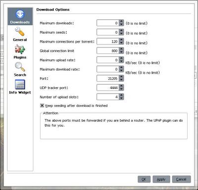 KTorrent setting